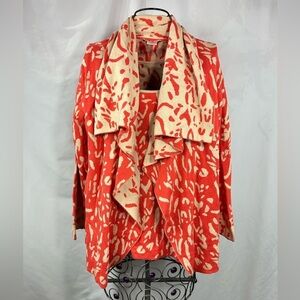 Neiman Marcus orange animal print waterfall cardigan and tank size S